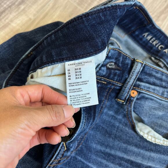 American Eagle Next level AirFlex Skinny Distressed blue Jeans Size W28 L30 - Picture 8 of 11